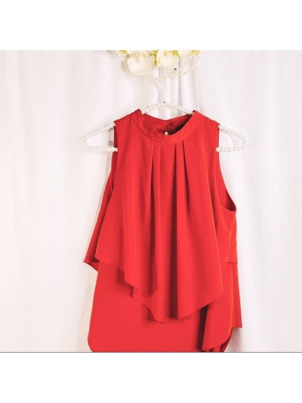 H&M Red Orange Sleeveless Tiered Dress Size 4 - Picture 4 of 7